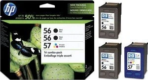 HP Druckkopf mit Tinte 56+57 2x schwarz/dreifarbig, 3er-Pack