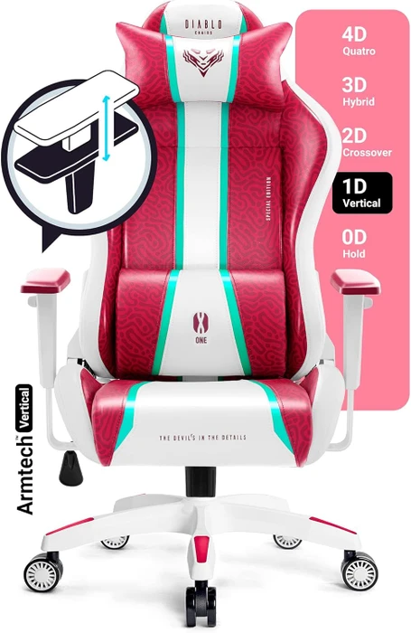 Diablo Chairs X-One 2.0 Normal Gamingstuhl, Candy Rose, rot/weiß
