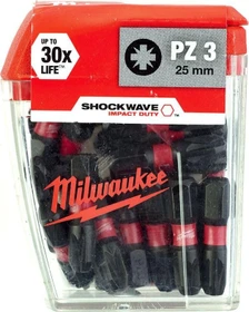 Milwaukee Shockwave Pozidriv Bit 1/4", PZ3x25mm, 25 Stück