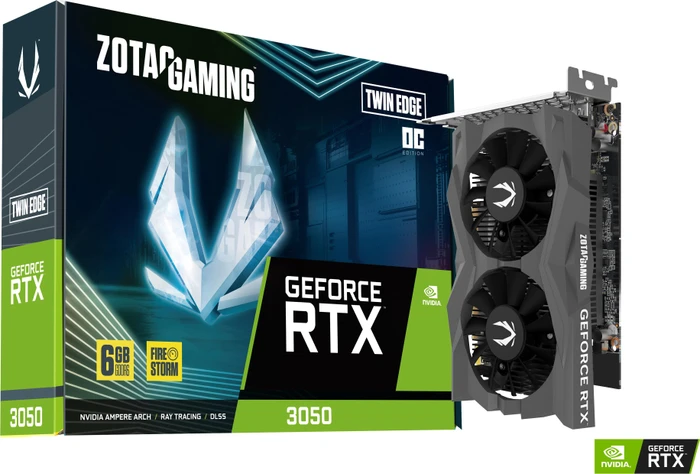 Zotac Gaming GeForce RTX 3050 Twin Edge OC, 6GB GDDR6, HDMI, 3x DP