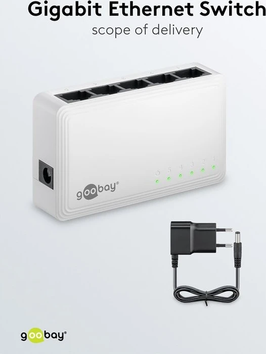 Wentronic goobay Desktop Gigabit Switch, 5x RJ-45