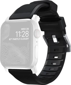Nomad Rugged Strap Silver Hardware für Apple Watch 42mm/44mm schwarz