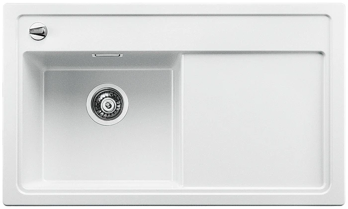 Blanco Zenar 45 S Becken links mit Ablauffernbedienung weiß inkl. Holzschneidebrett