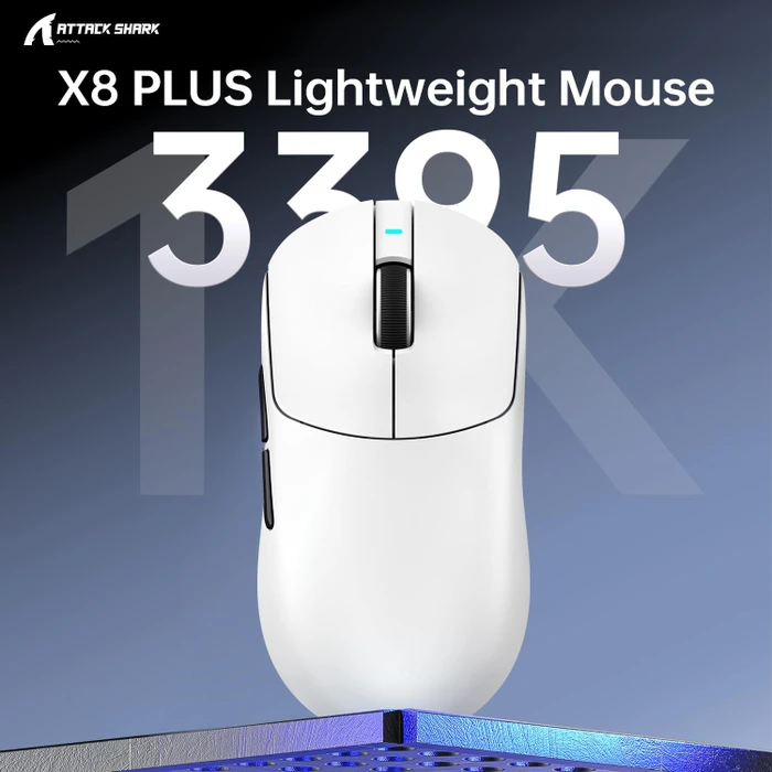 Attack Shark X8 Plus Tri-mode Wireless Gaming Mouse, weiß, USB/Bluetooth