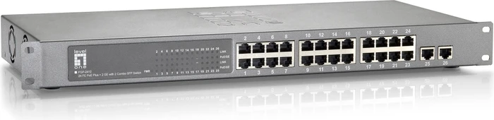 LevelOne FGP-2412 Rackmount Switch, 24x RJ-45, 2x RJ-45/SFP, 610W PoE+