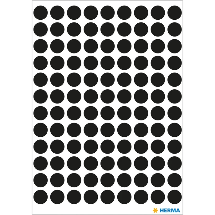 Herma Markierungspunkte 8mm schwarz, 5 Blatt