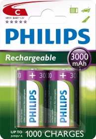 Philips Rechargeable Baby C NiMH 3000mAh, 2er-Pack