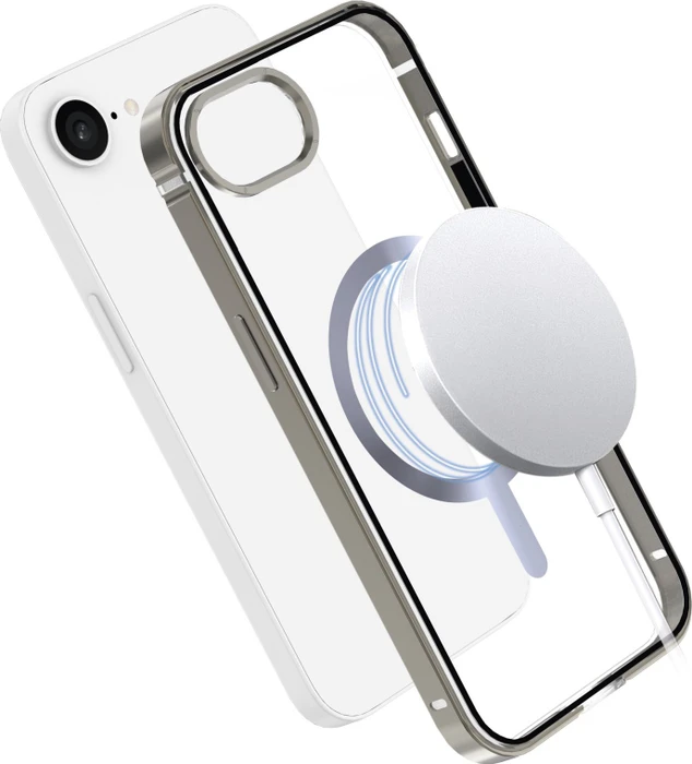 ISY MagISY Clear Metal Backcover für Apple iPhone 16e transparent/silber