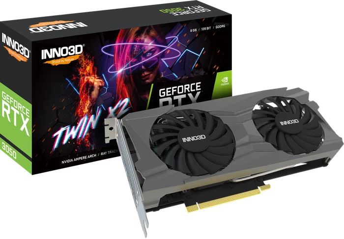INNO3D GeForce RTX 3050 Twin X2, 8GB GDDR6, HDMI, 3x DP