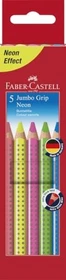 Faber-Castell Jumbo Grip neon Buntstift sortiert, Kartonetui, 5er-Set