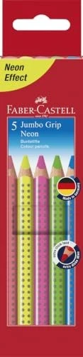 Faber-Castell Jumbo Grip neon Buntstift sortiert, Kartonetui, 5er-Set