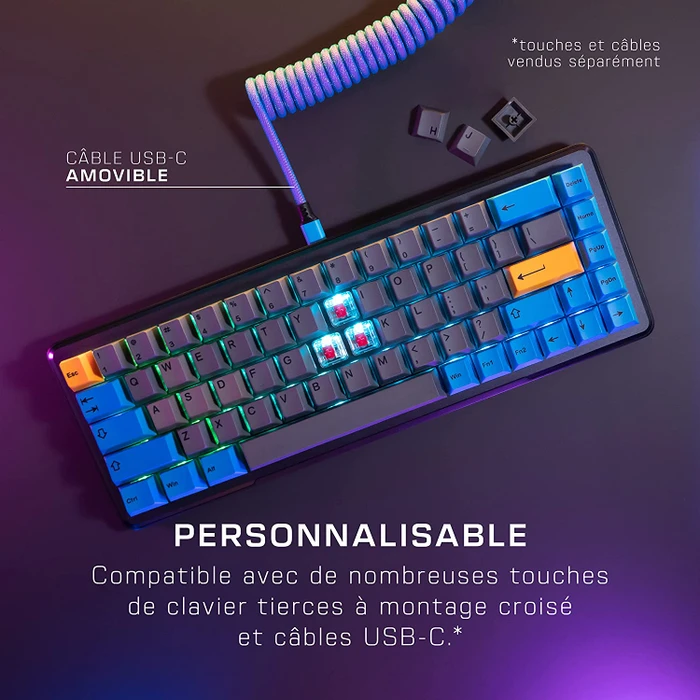 Roccat Vulcan II Mini, LEDs RGB, schwarz, TITAN II OPTICAL RED, USB, FR