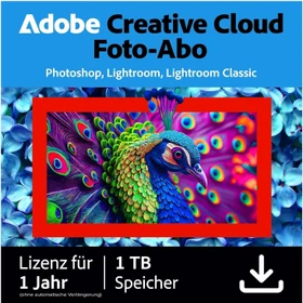 Adobe Creative Cloud Photgraphy Plan 1TB inkl. Photoshop und Lightroom, 1 User, 1 Jahr, ESD (multilingual) (PC/MAC) (30009766)