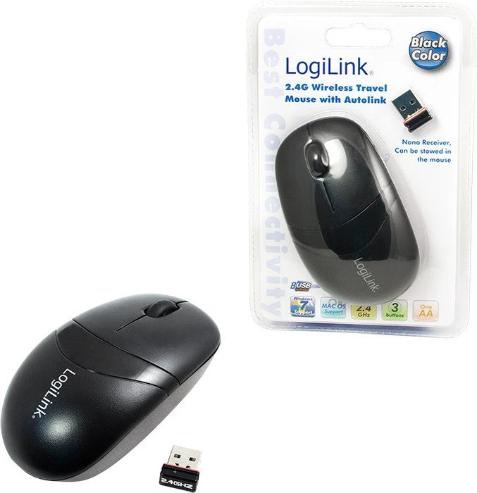 LogiLink Optical Wireless Mouse schwarz, USB