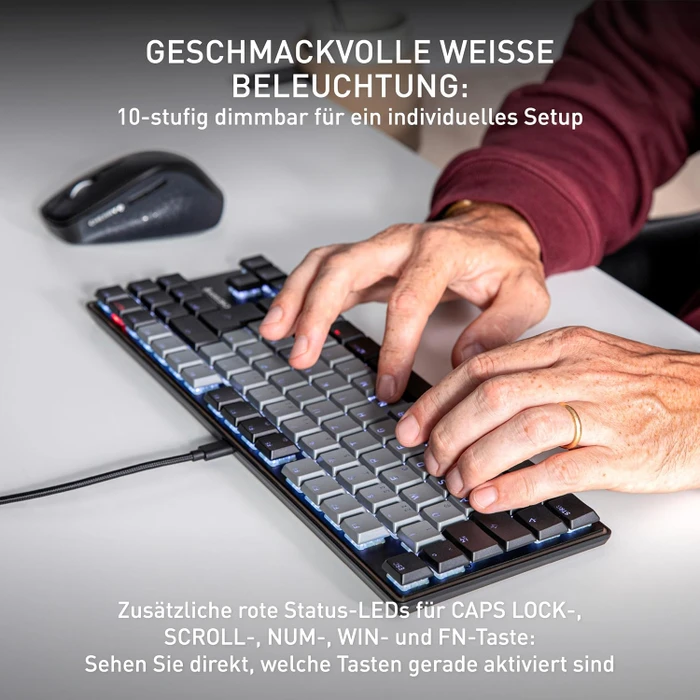 Cherry KC 500 MX LP TKL, schwarz, MX LOW PROFILE 2.0 IVORY, USB, DE