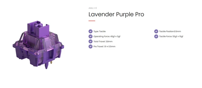 Akko V3 Pro Lavender Purple 5-Pin Tactile Switch Set, 45er-Pack