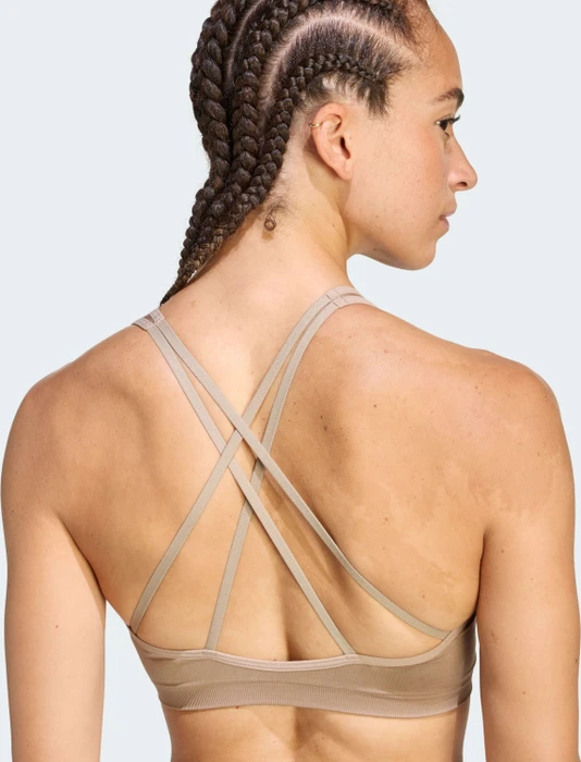 adidas Workout Essentials Knit Light Support Sport-BH chalky brown (Damen)