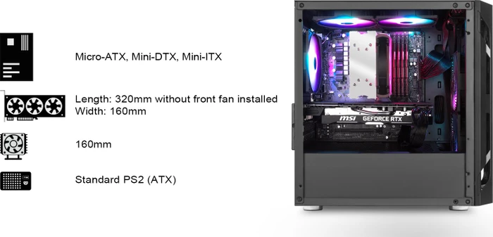 SilverStone Fara H1M Pro, schwarz, Glasfenster