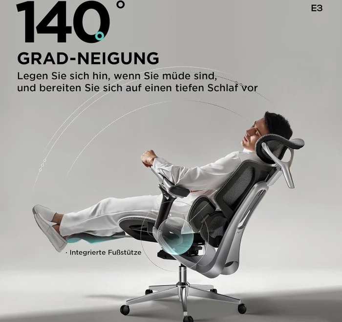 Hbada E3 Pro Ergonomischer Bürostuhl mit Fußstütze, schwarz