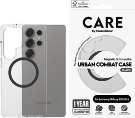 PanzerGlass Care Flagship Case Urban Combat Magnetic Qi für Samsung Galaxy S25 Ultra transparent/schwarz