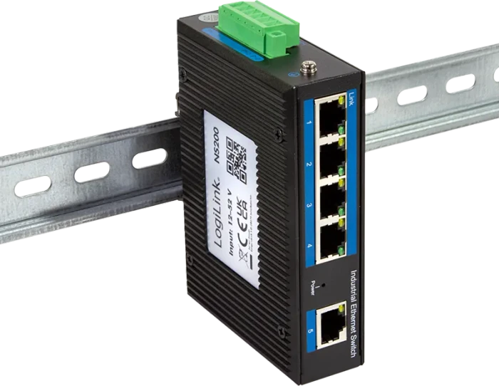 LogiLink NS200 Industrial Railmount Switch, 5x RJ-45