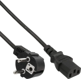 InLine Netzkabel, Schutzkontakt gewinkelt auf Kaltgerätestecker C13, schwarz, 0.3m