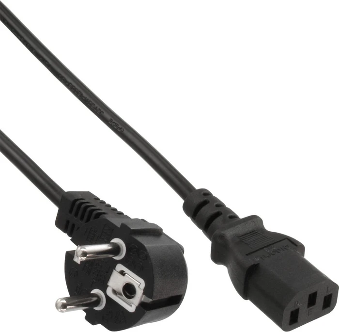 InLine Netzkabel, Schutzkontakt gewinkelt auf Kaltgerätestecker C13, schwarz, 0.3m