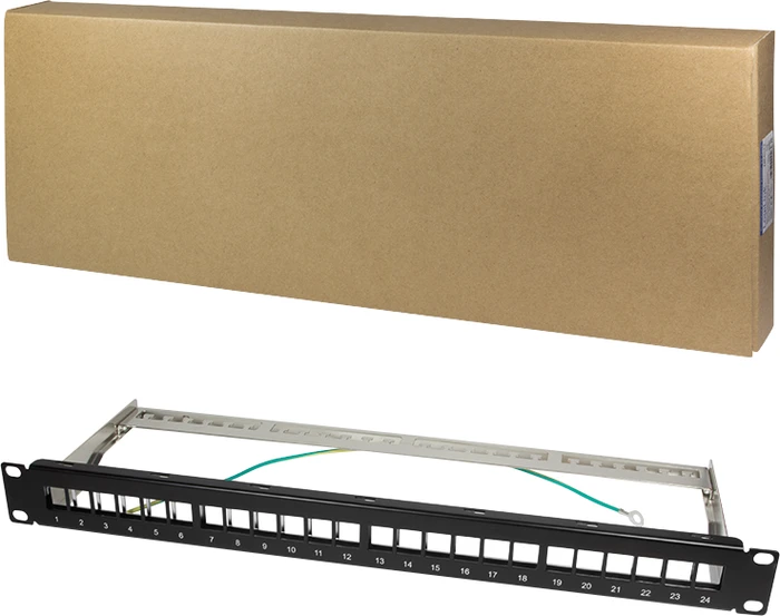 LogiLink Patchpanel für RJ-45 Keystone Module 19" , geschirmt, 24-Port, 1HE, 19", 1HE, schwarz