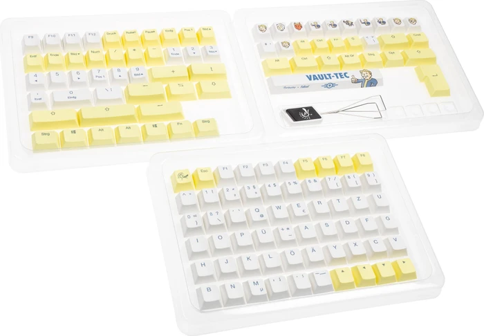 Ducky x Fallout Vault-Tec Keycap Set, Kunststoff (PBT) Double-Shot, weiß/gelb, 132 Tasten, ISO-DE