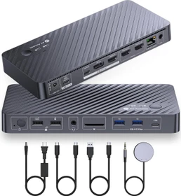 AV Access iDock P10, USB-C KVM Docking Station, 10-in1, for 1 Laptop & 1 Desktop, 4K@60Hz Dual Monitor, 2-fach KVM-Switch