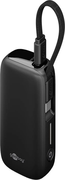 Wentronic Goobay Powerbank 5000mAh mit USB-C-Kabel schwarz
