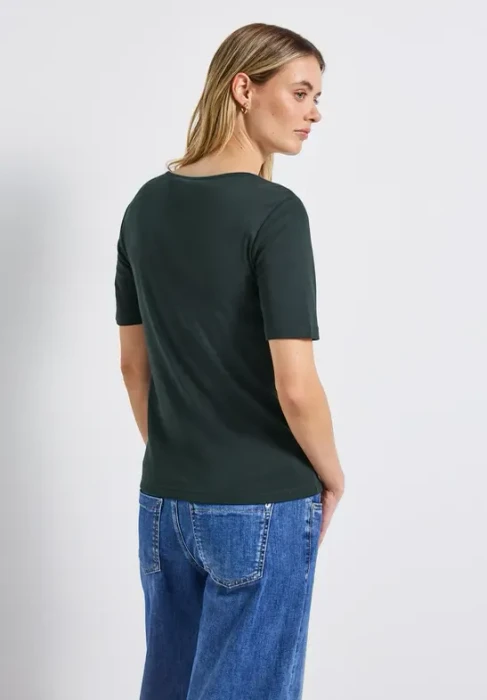 Street One Herzausschnitt T-Shirt kurzarm evernight green (Damen)