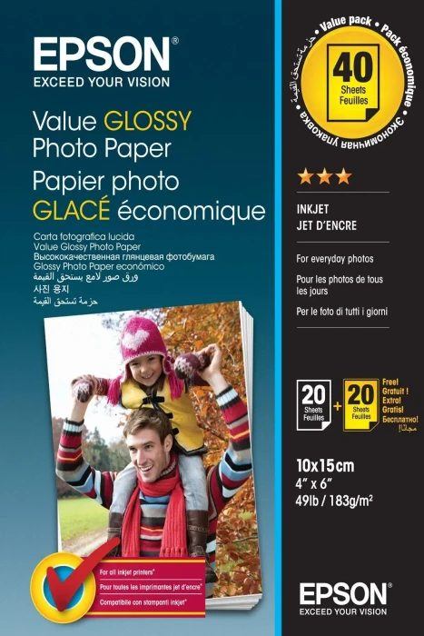 Epson Value Fotopapier glänzend weiß, 10x15cm, 183g/m², 40 Blatt (C13S400044)