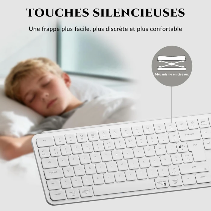 Keychron B6 Pro Ultra-Slim Wireless, Ivory White, USB/Bluetooth, FR