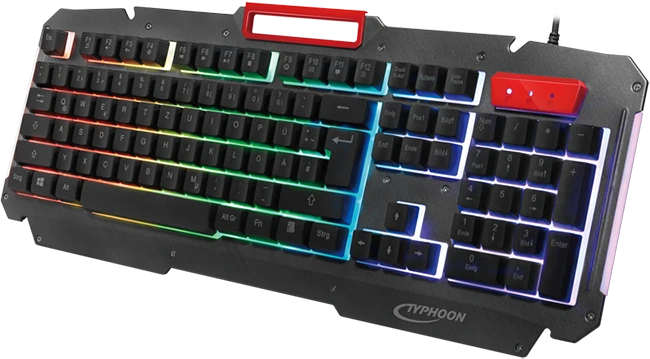 Typhoon Gaming-Tastatur mit Regenbogenfarben-Hintergrundbeleuchtung, USB, DE