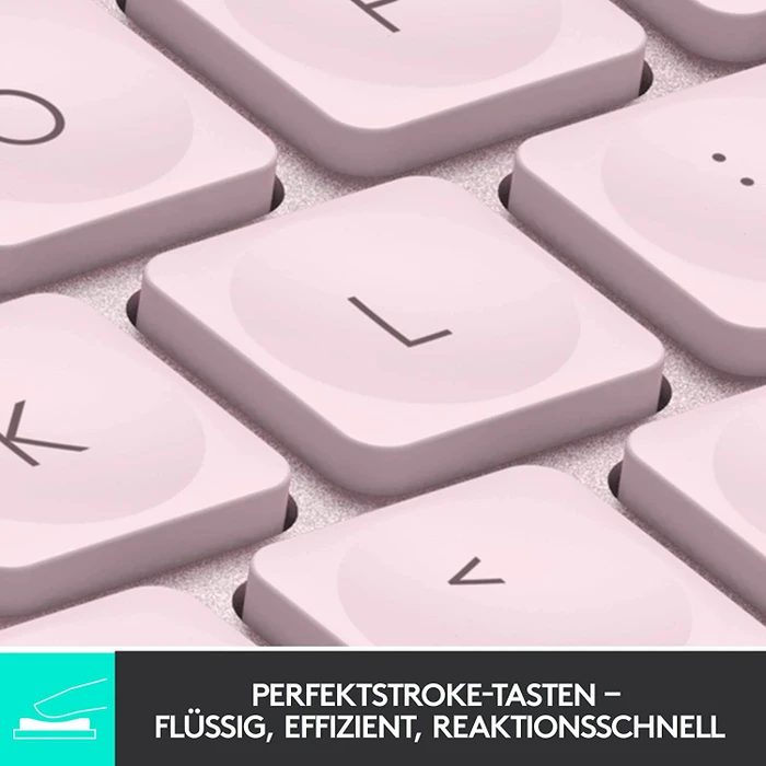 Logitech MX Keys Mini, rosa, LEDs weiß, Logi Bolt, Rose, USB/Bluetooth, DE