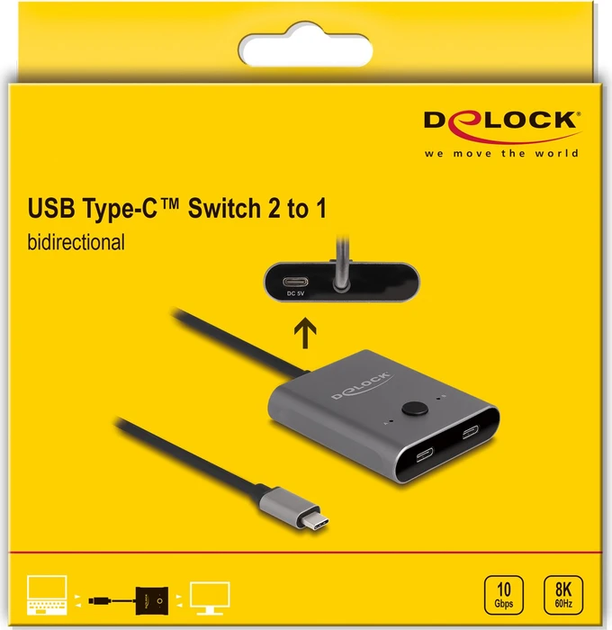 DeLOCK USB-C bidirektionaler 2-auf-1 Switch, USB-C 3.1 [Stecker]