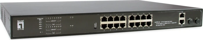 LevelOne GEP Rackmount Gigabit Switch, 18x RJ-45, 2x SFP, 270W PoE+