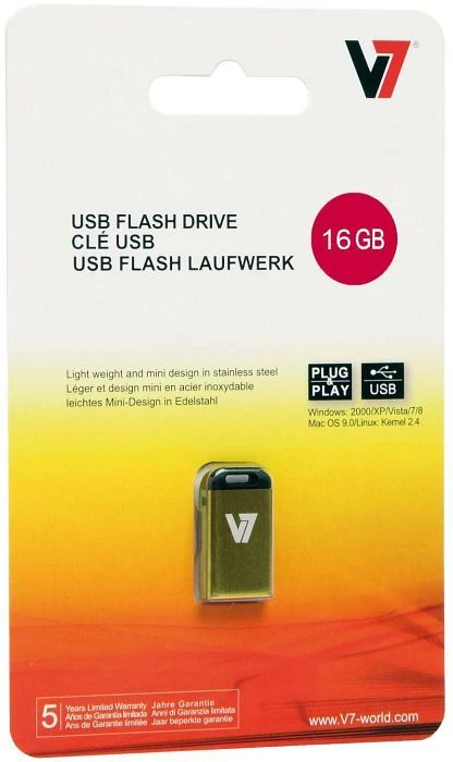 V7 Nano USB-Stick 4GB gelb, USB-A, USB 2.0