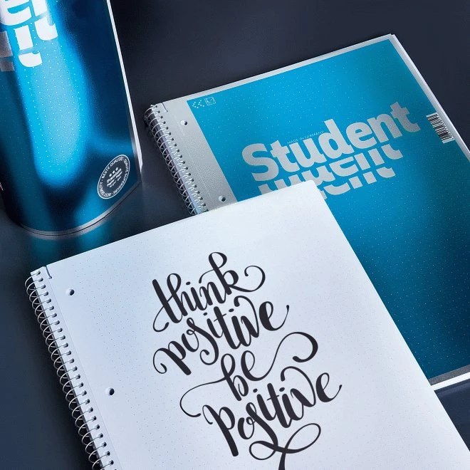 Brunnen Student Premium Collegeblock, A4, punktiert, cyan metallic, 80 Blatt