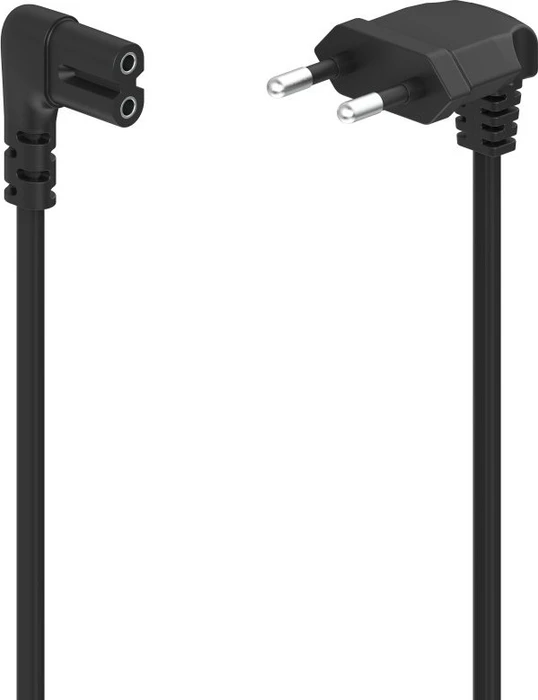 Hama Euro-Netzkabel gewinkelt/gewinkelt, 1.5m schwarz