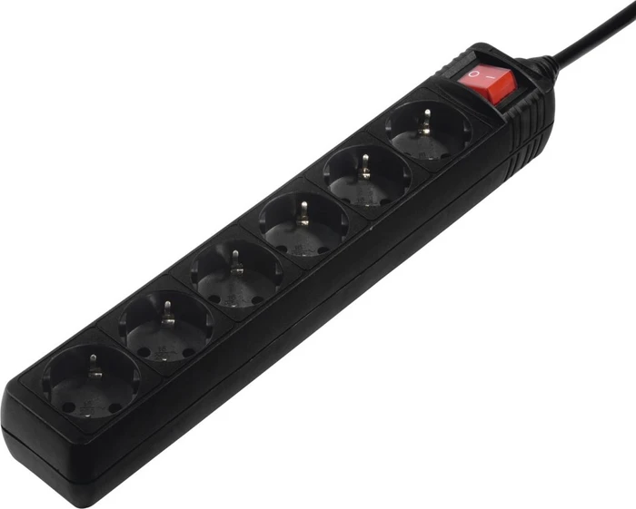 Hama Steckdosenleiste mit Schalter, 6-fach, 1.4m, schwarz