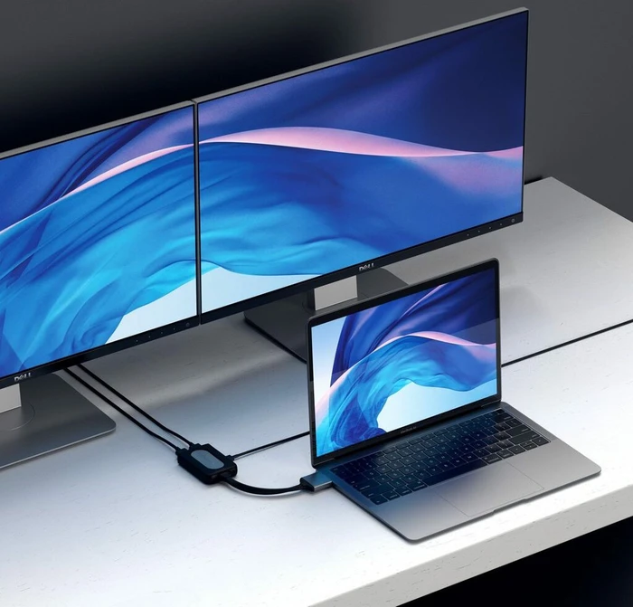 Satechi 4K 60Hz 2x USB-C auf Dual HDMI Adapter, space gray
