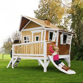 Axi Spielhaus Emma braun/weiß mit Rutsche weiß