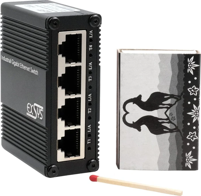 Exsys Industrial Railmount Gigabit Switch, 5x RJ-45