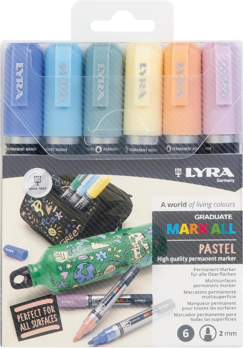 Lyra Graduate Mark All Permanentmarker 2mm sortiert, 6er-Set, Etui