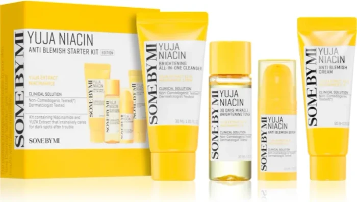 Some by Mi Yuja Niacin Anti Blemish Creme 20g + Cleanser 30ml + Toner 30ml + Serum 10ml Geschenkset