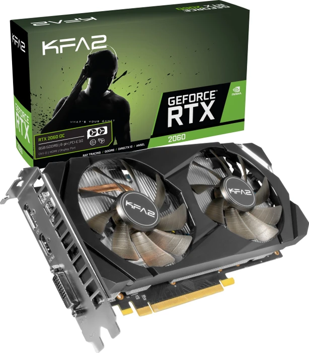 KFA2 GeForce RTX 2060 (1-Click OC), 6GB GDDR6, DVI, HDMI, DP
