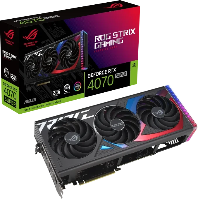 ASUS ROG Strix GeForce RTX 4070 SUPER, ROG-STRIX-RTX4070S-12G-GAMING, 12GB GDDR6X, 2x HDMI, 3x DP