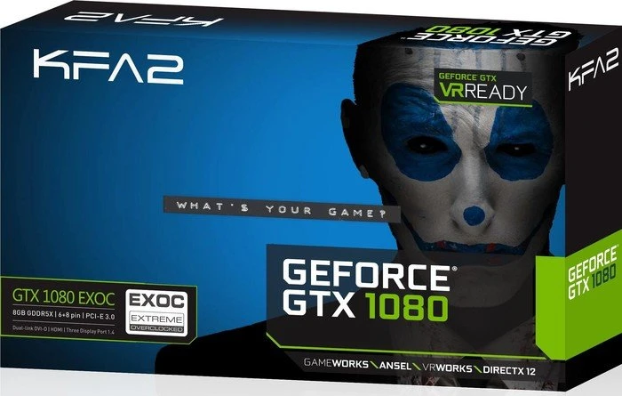 KFA2 GeForce GTX 1080 EXOC, 8GB GDDR5X, DVI, HDMI, 3x DP